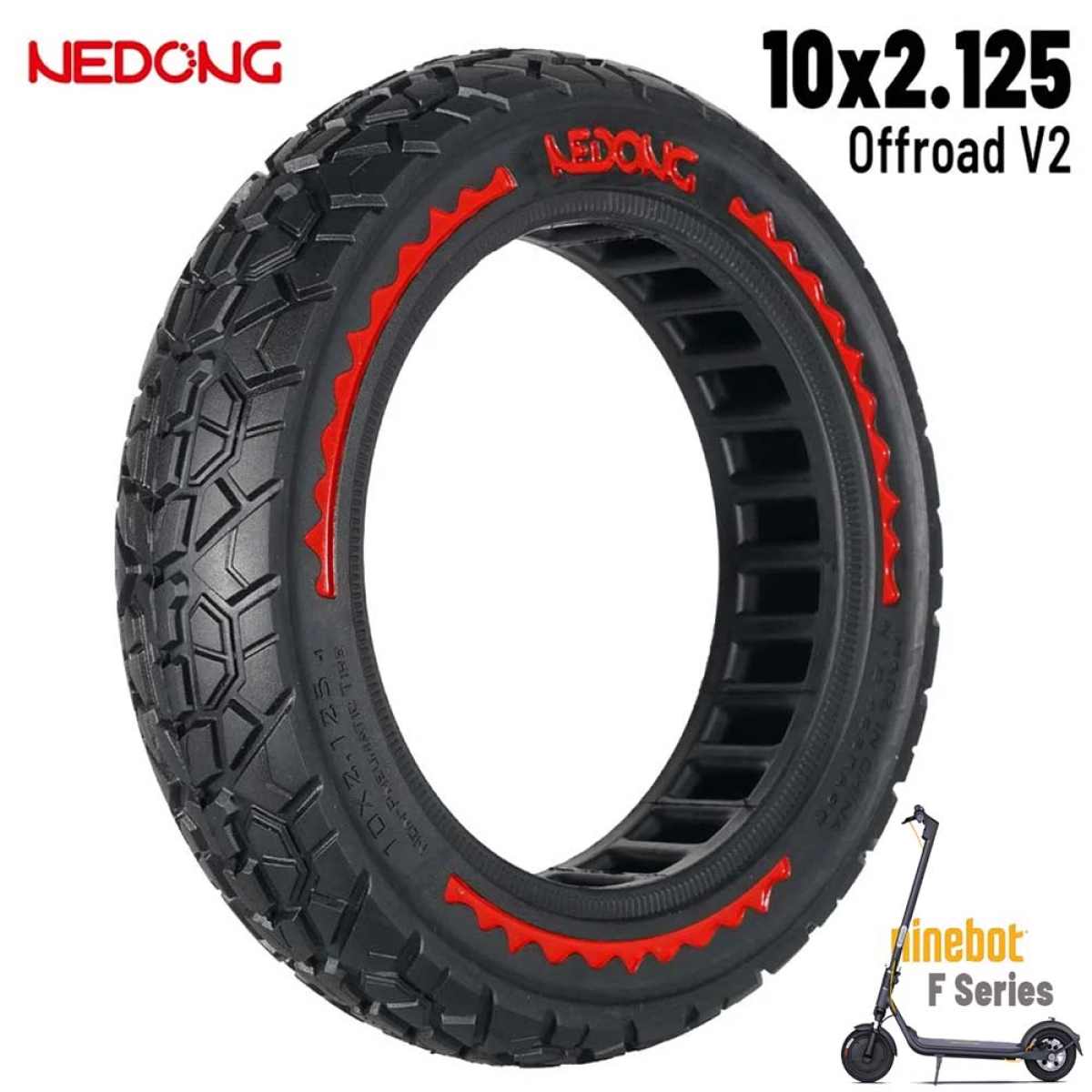 Comprar Rueda maciza ROJO offroad 10×2,125-6,5 42,5mm  [Nedong]