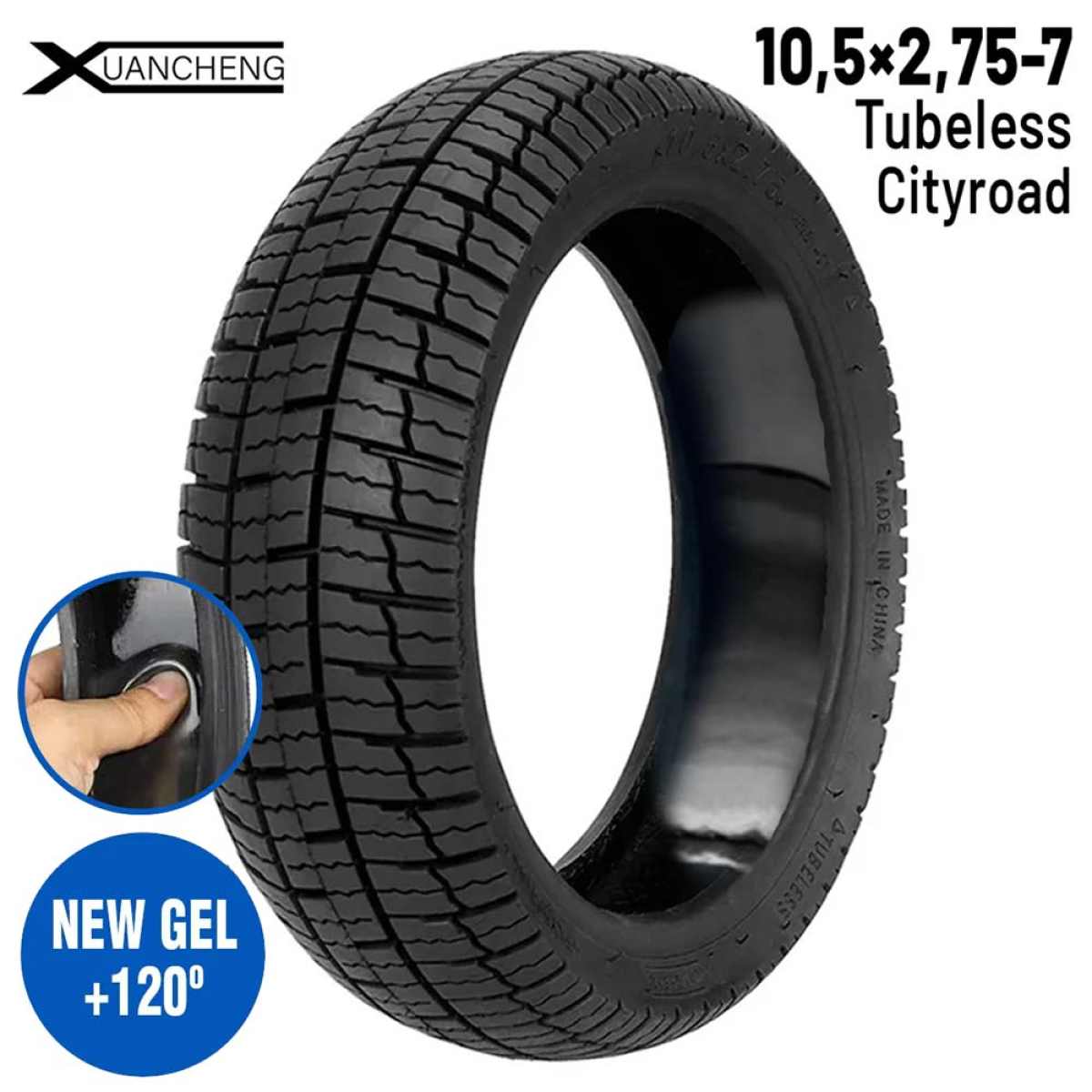 Comprar Rueda cubierta 10,5×2,75-7 Tubeless [Xuancheng] (Gel antipinchazos)