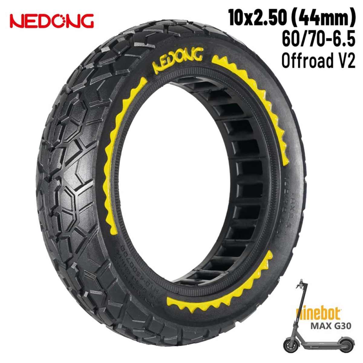 Comprar Rueda maciza amarilla 10×2,5-6,5 – Offroad (44MM) [Nedong]