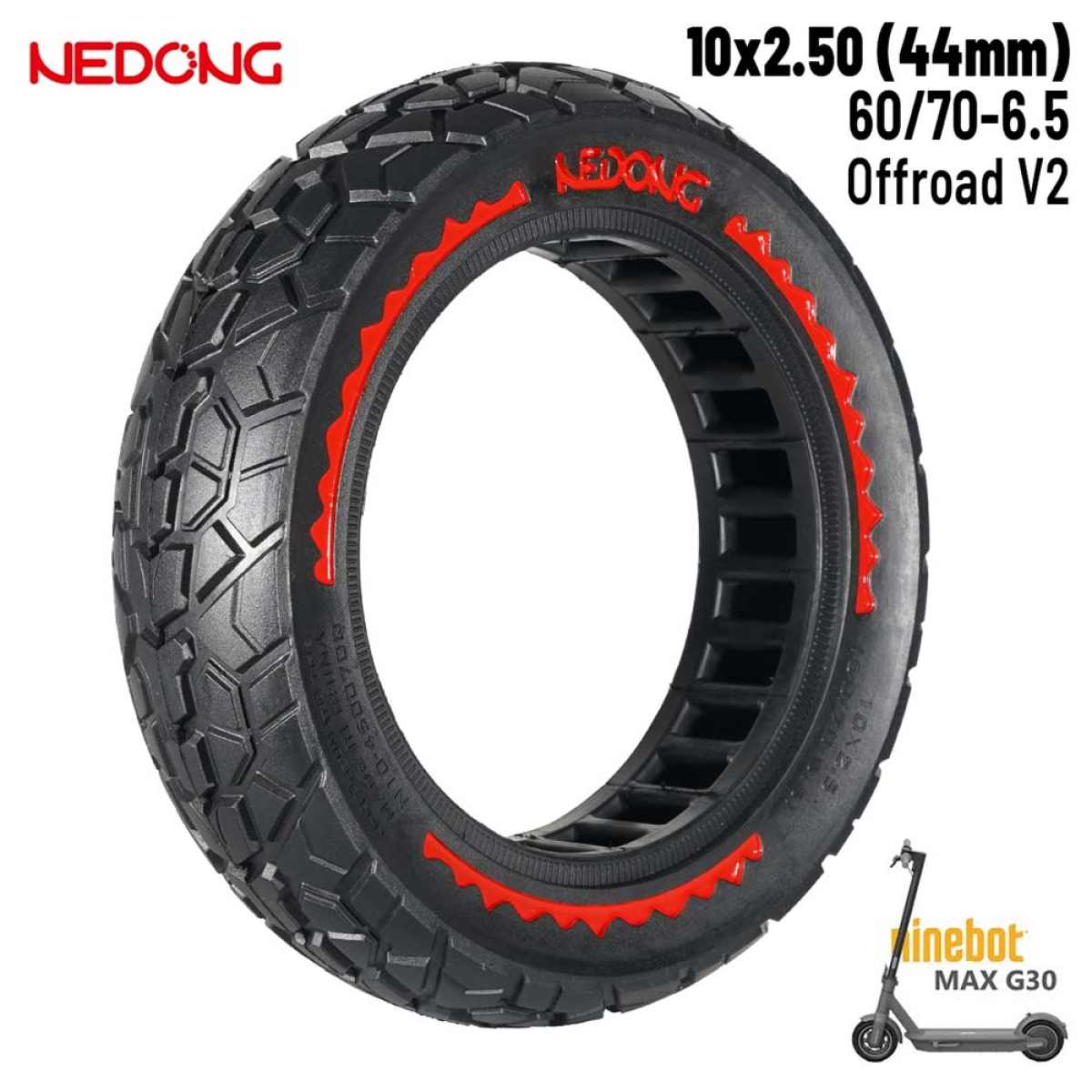 Comprar Rueda maciza roja 10×2,5-6,5 – Offroad (44MM) [Nedong]