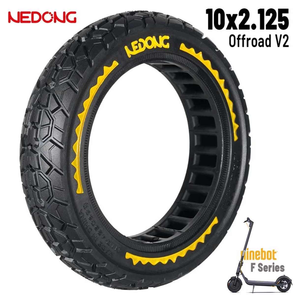 Comprar Rueda maciza amarilla offroad 10×2,125-6,5 42,5mm Rojo [Nedong]