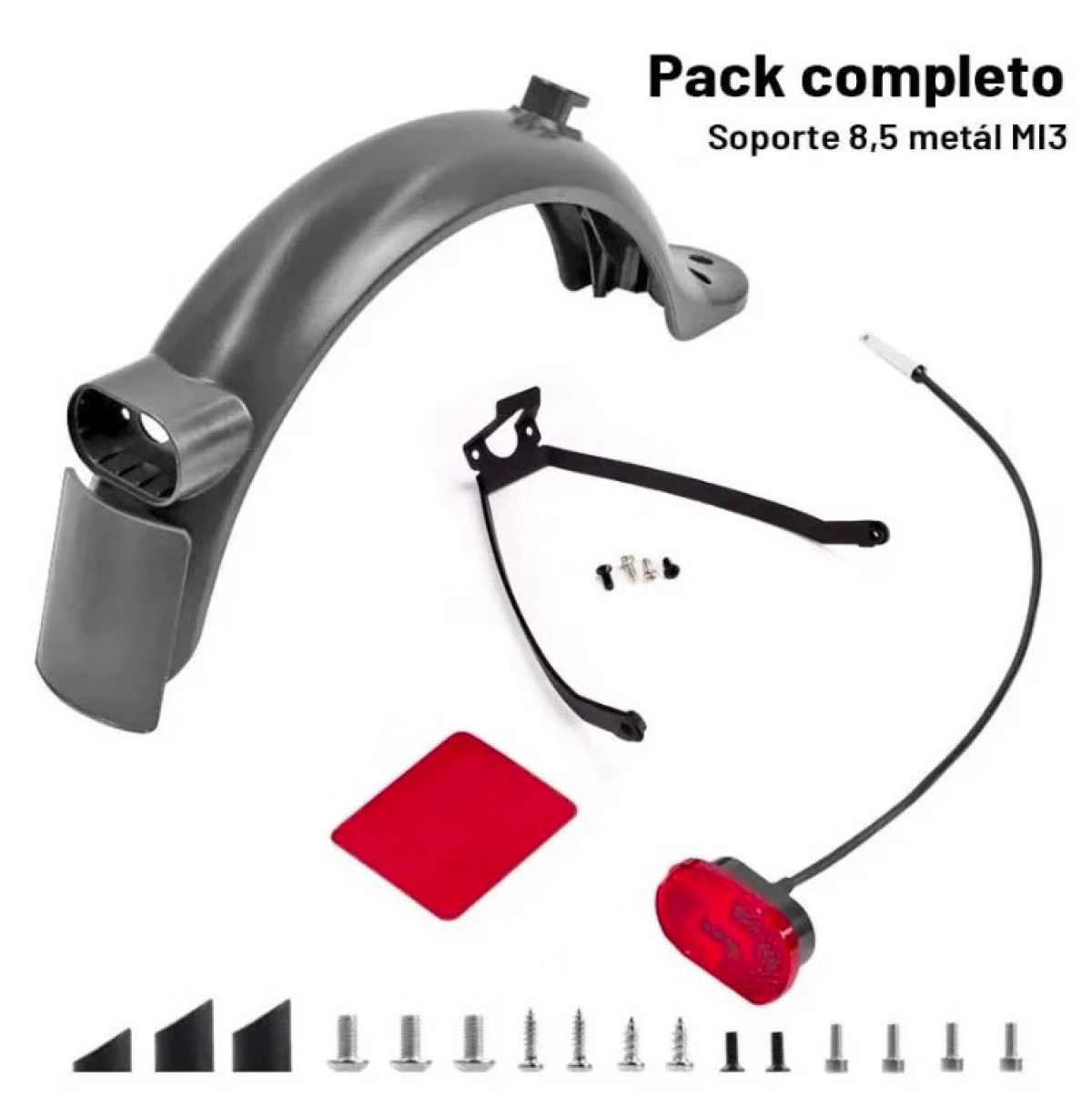 Comprar Guardabarros trasero para Xiaomi + soporte metal 8,5″ (Kit completo)